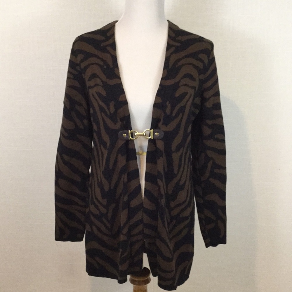NWOT Charter Club animal-print cardigan - cotton!